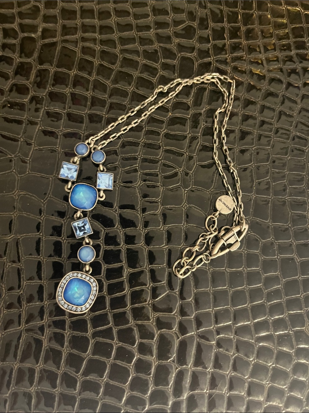 Givenchy Silver-Tone Blue Multi-Stone Pendant Necklace